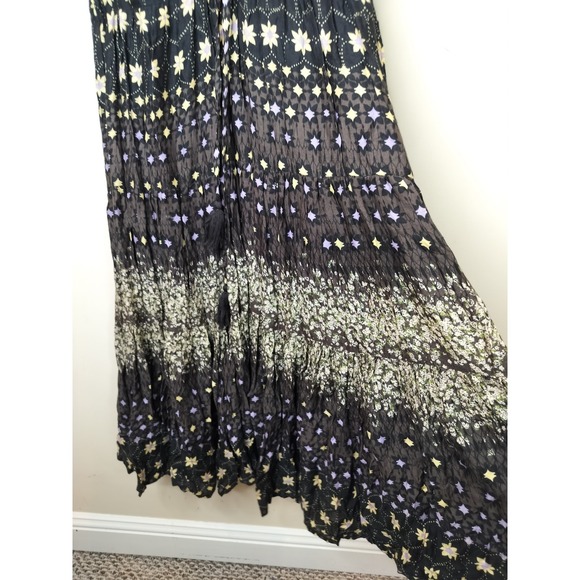 Free People Rare Feelings Pleated Maxi Dress Floral Tasseled - Picture 6 of 12
